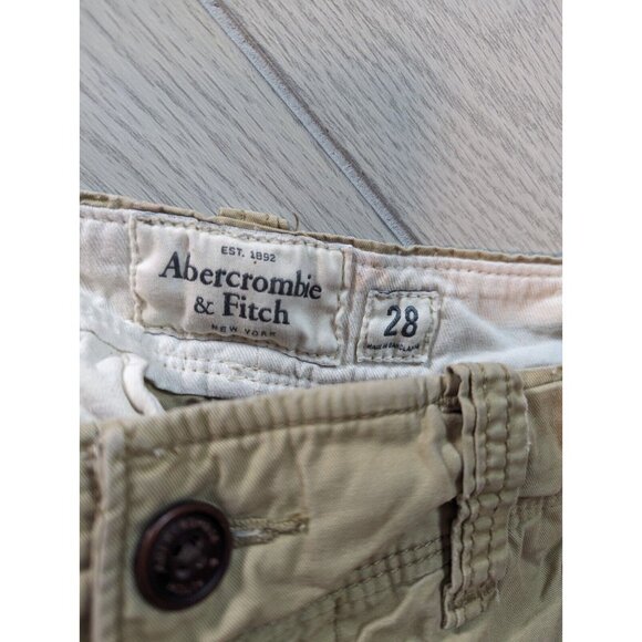 Abercrombie & Fitch Cargo Shorts Mens 28 Tan Khaki Military Paratrooper Preppy - Picture 3 of 6